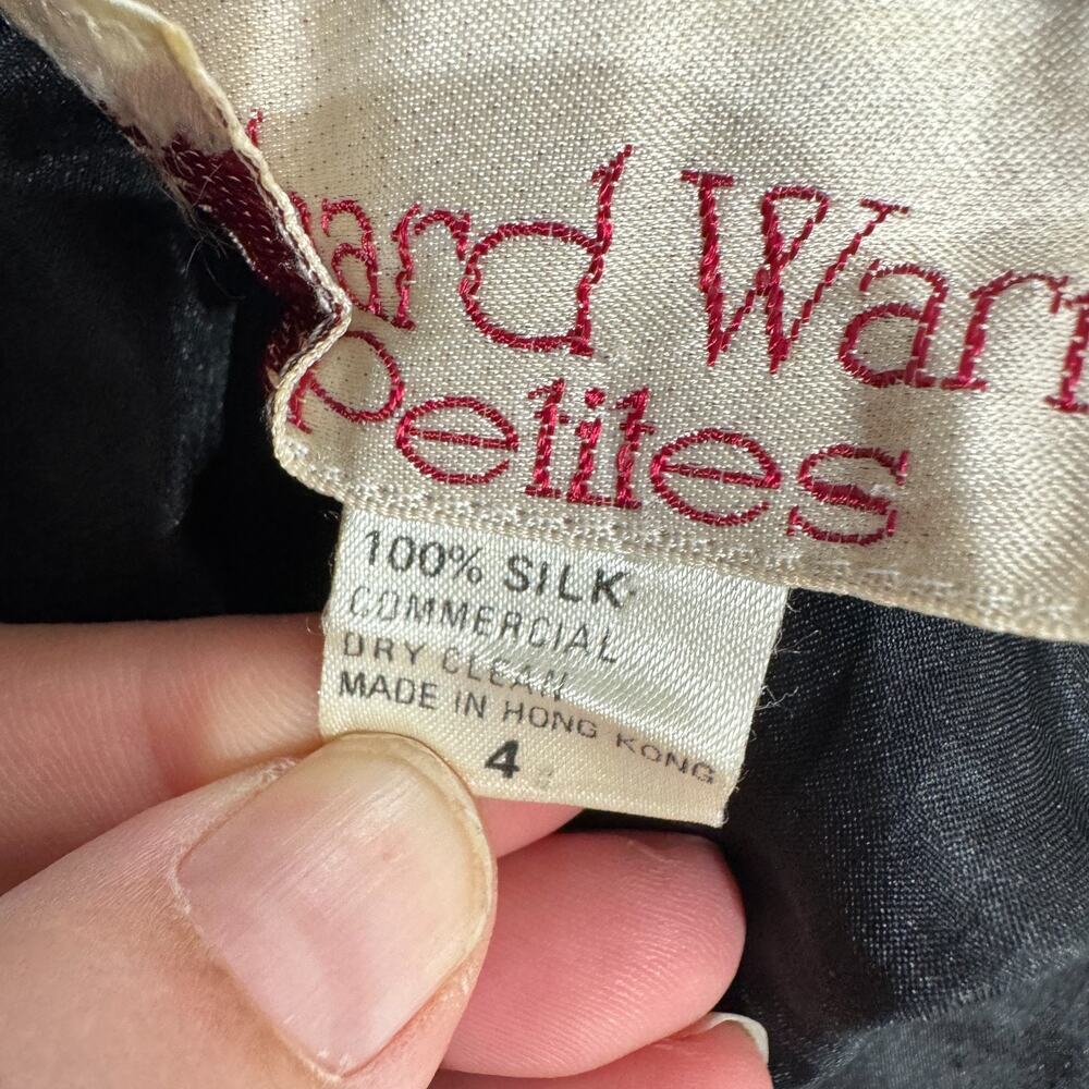 VTG Richard Warren 100% Silk Floral Dress Sz 4 Bubble Hem Bow Back 80s 90s - Picture 9 of 14